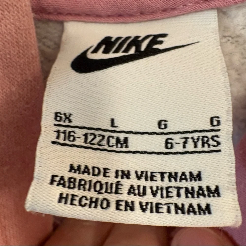 Girl’s Nike Fleece Pink Ombre Logo Graphic Pullover Hoodie Size 6X 6-7